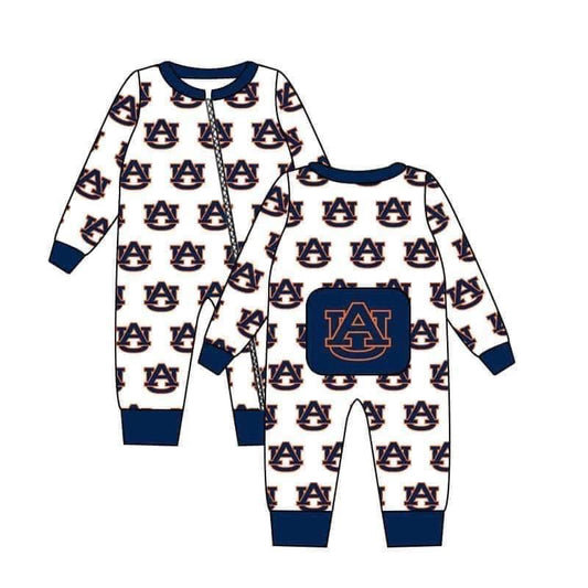 custom S 8.15 Blue & white long sleeve kids romper