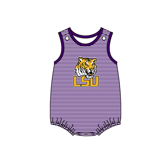 custom S 8.4 Team tiger purple striped sleeveless kids romper