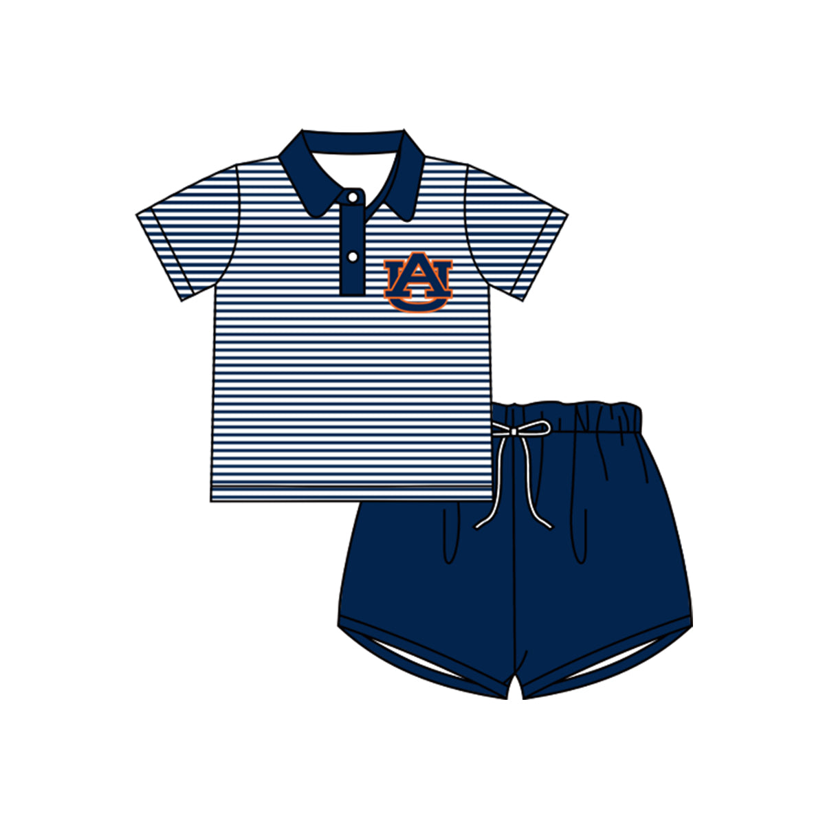 custom S 8.4 Team blue striped flutter sleeve shorts boys set