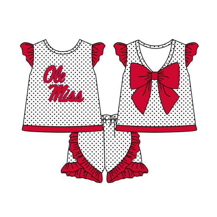 custom S 8.4 Team red flutter sleeve shorts kids set