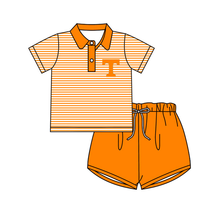 custom S 8.4 Team orange short sleeve shorts kids set