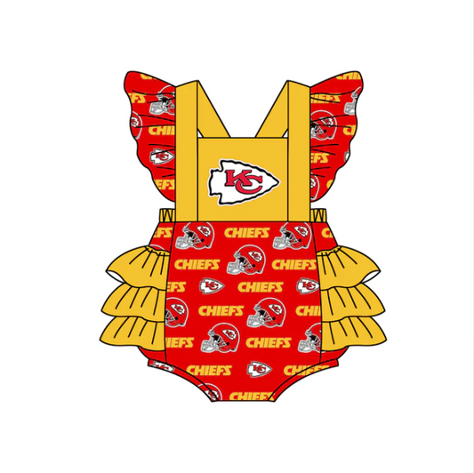 custom S 8.23 Yellow & red kids romper