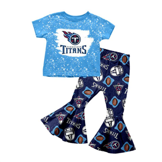 custom S 8.23 Blue short sleeve pants girls set