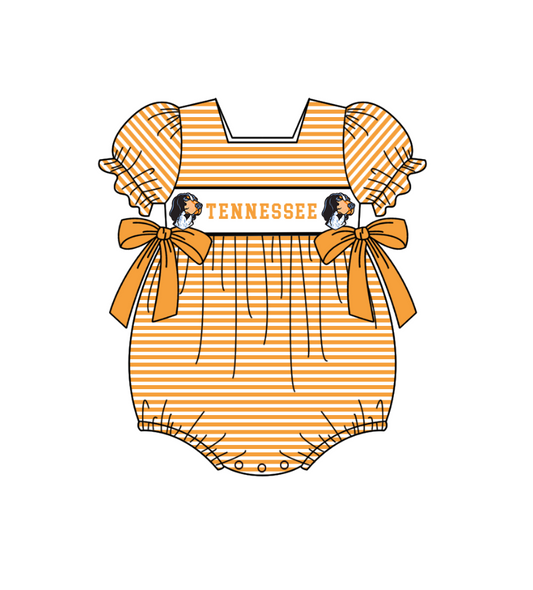 Custom Moq 3 Football Item Tennessee Orange Short Sleeve Girls Romper