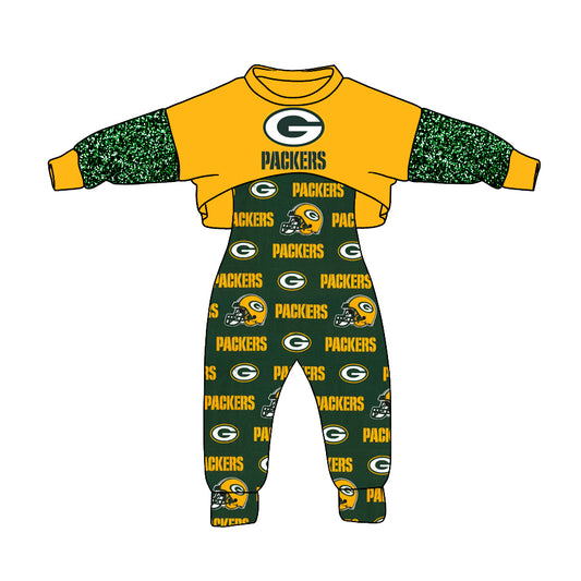 custom S 9.13  Yellow green long sleeve jumpsuit set