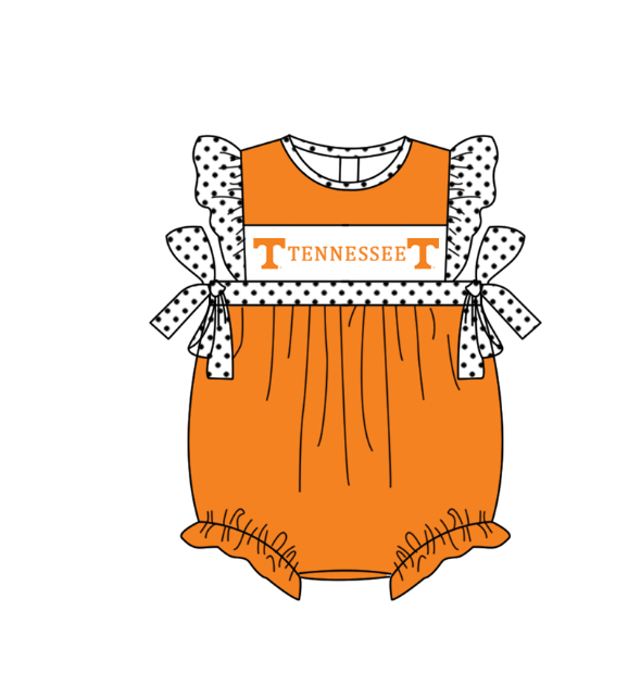 Custom Moq 3 Football Team Tennessee Orange Flutter Sleeve Girls Romper