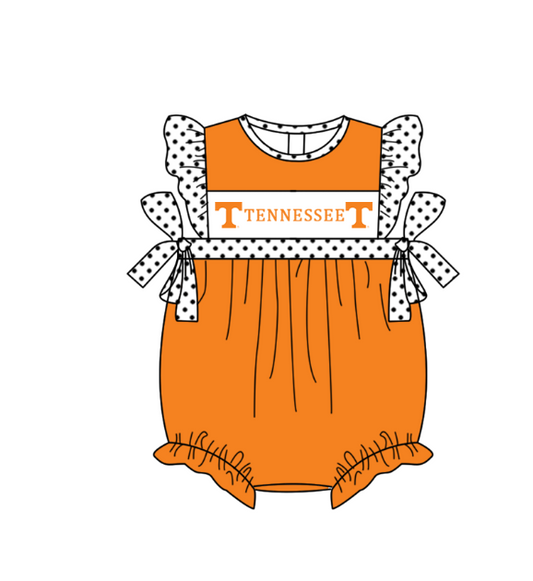 Custom Moq 3 Football Team Tennessee Orange Flutter Sleeve Girls Romper
