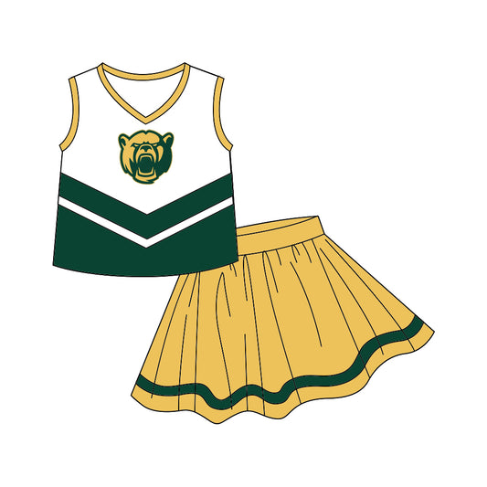 custom Team dress 4 green sleeveless skirt girls set