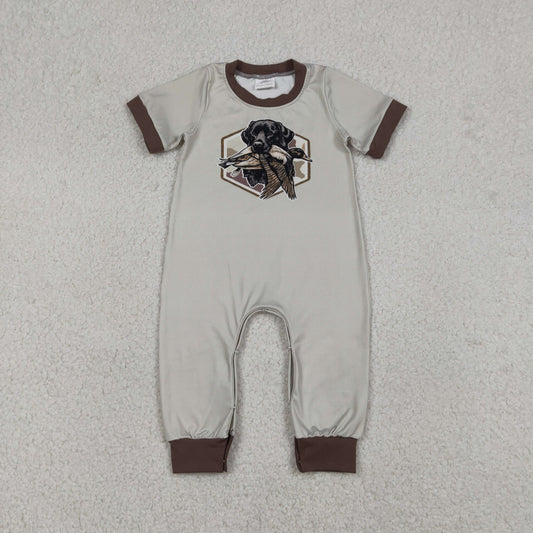 SR3680 Hunting Dog Mallard Duck Short Sleeve Boys Romper
