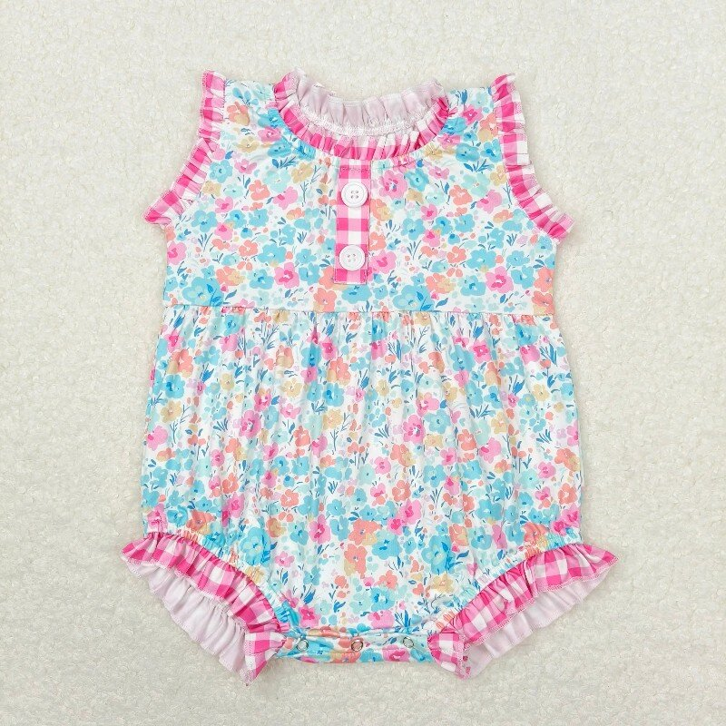 colorful flowers hot pink checkered RTS sibling clothes