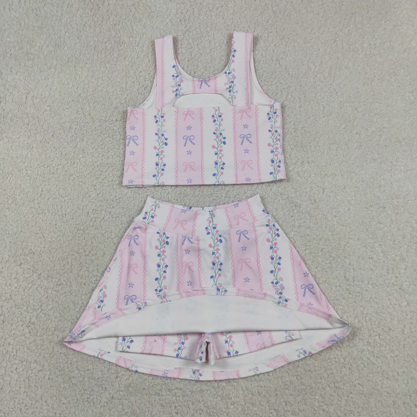 Yoga GSD2216 Flowers Bows Sleeveless Skorts Girls Set