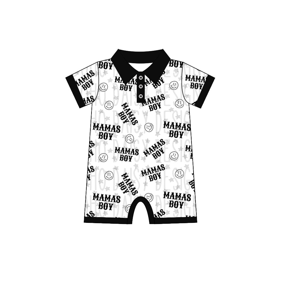 preorder SR0591 Mamas boy white black short sleeve boys romper