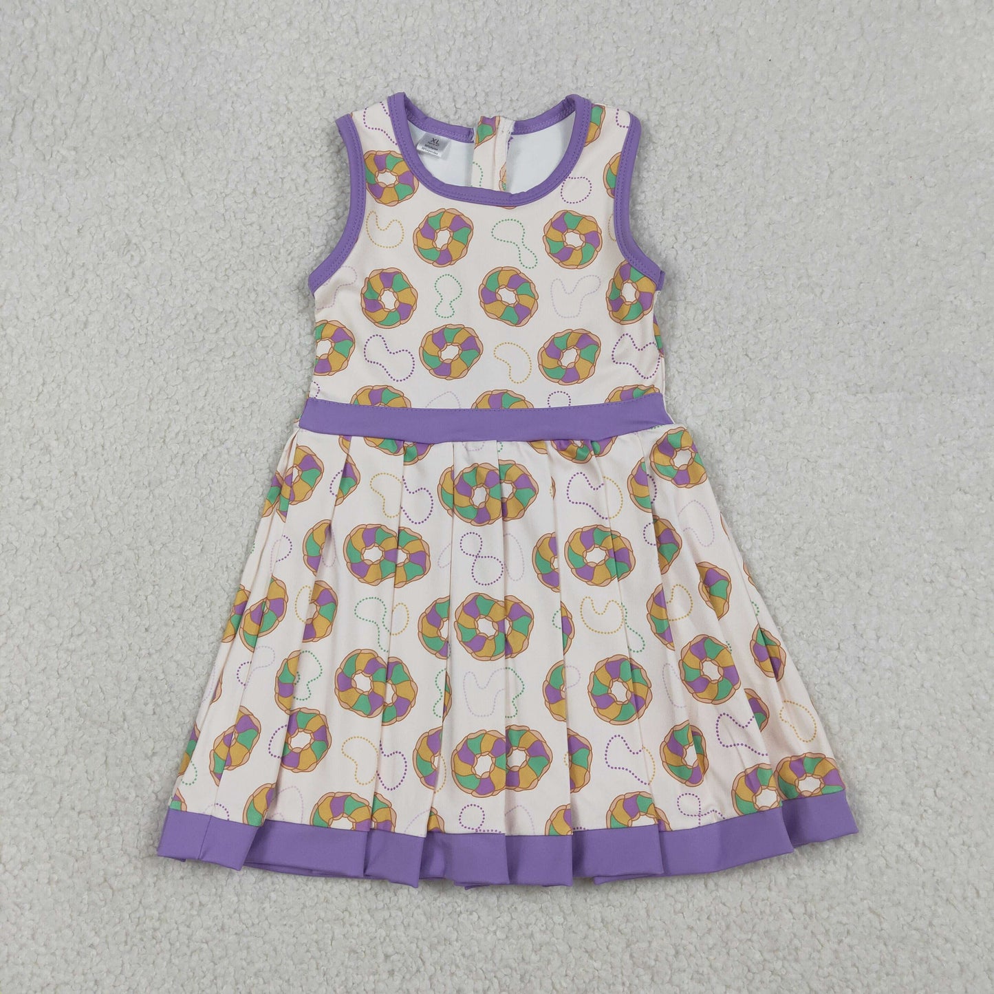GSD2867 Mardi Gras yoga yellow green purple dount sleeveelss skorts girls dress