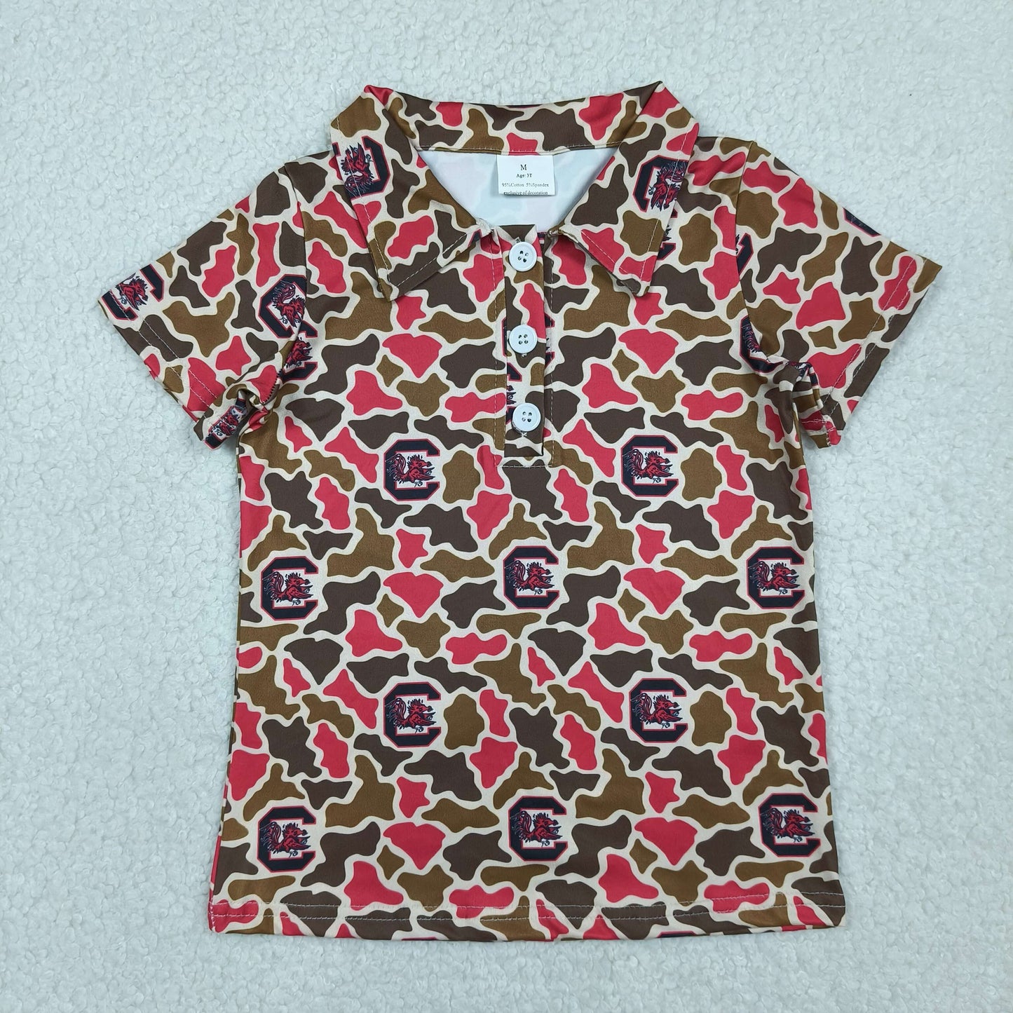 BT1697 Football Item Camo Short Sleeve Boys Top