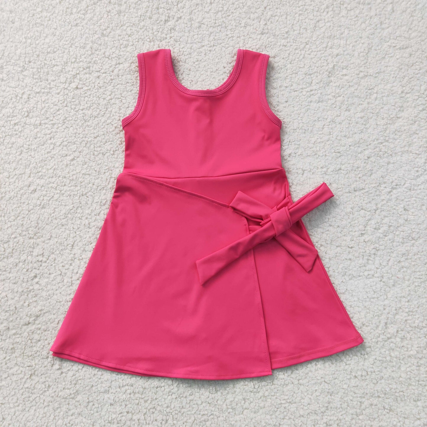 GSD3878 Yoga Solid Color Hot Pink Sleeveless Skorts Girls Dress