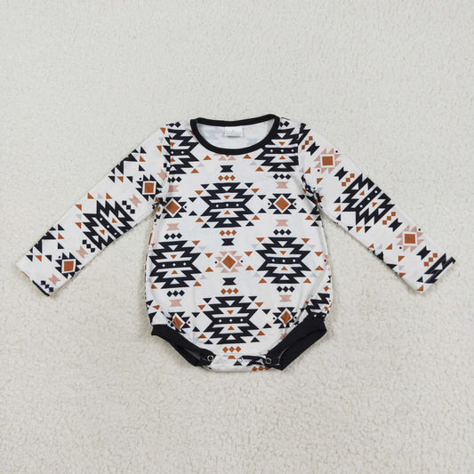 LR1822 Western Aztec black long sleeve boys romper