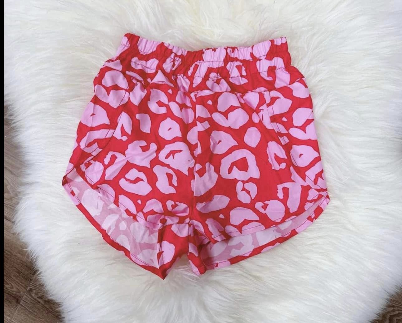 preorder SS0376 hot pink leopard girls shorts