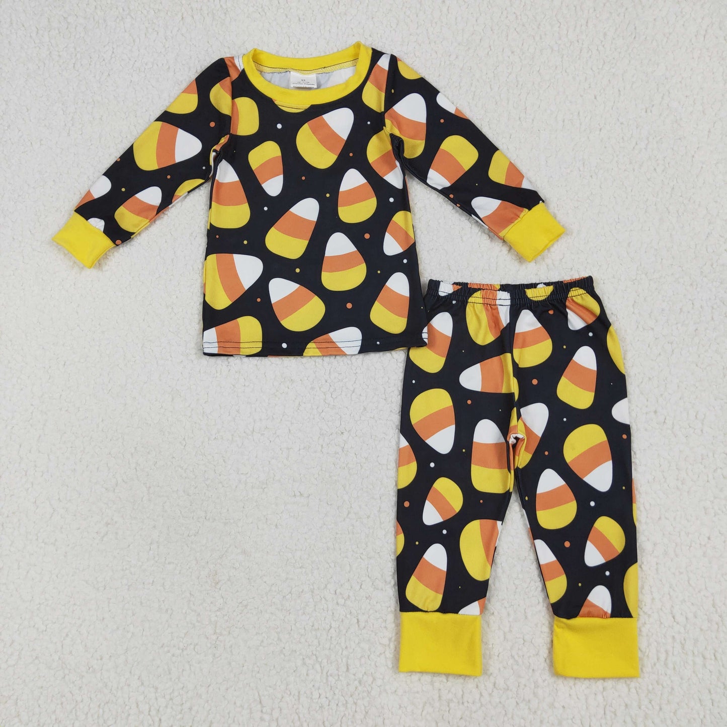 Halloween corn candy pajamas/romper RTS sibling clothes