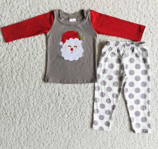6 A20-14 2 pcs Christmas Santa Claus Grey long sleeve boys set