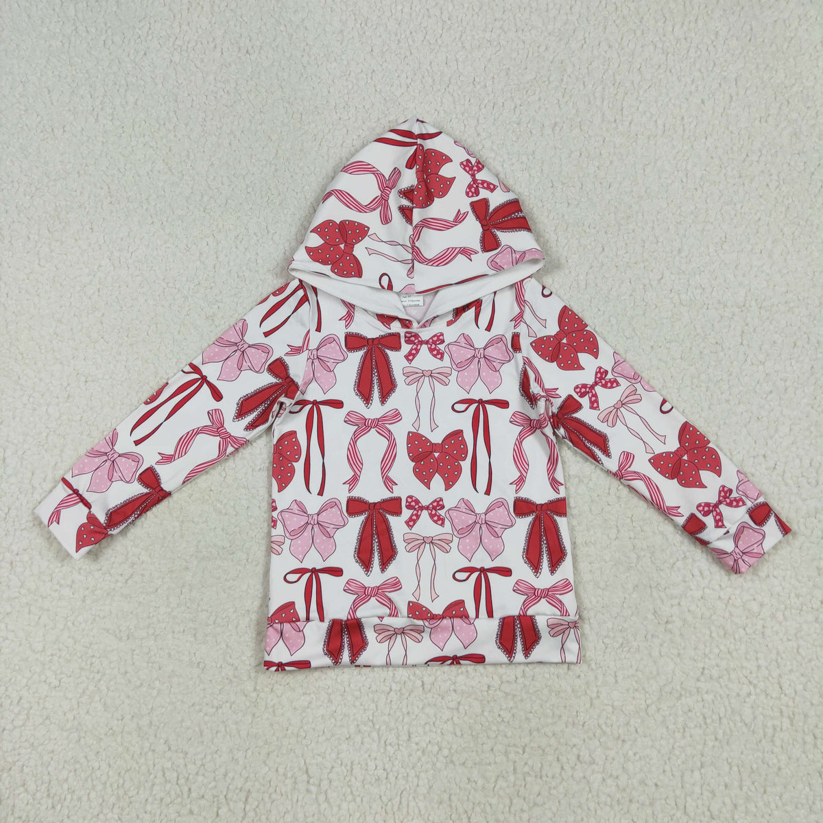 GT1059 pink/red bows long sleeve hoodie girls top