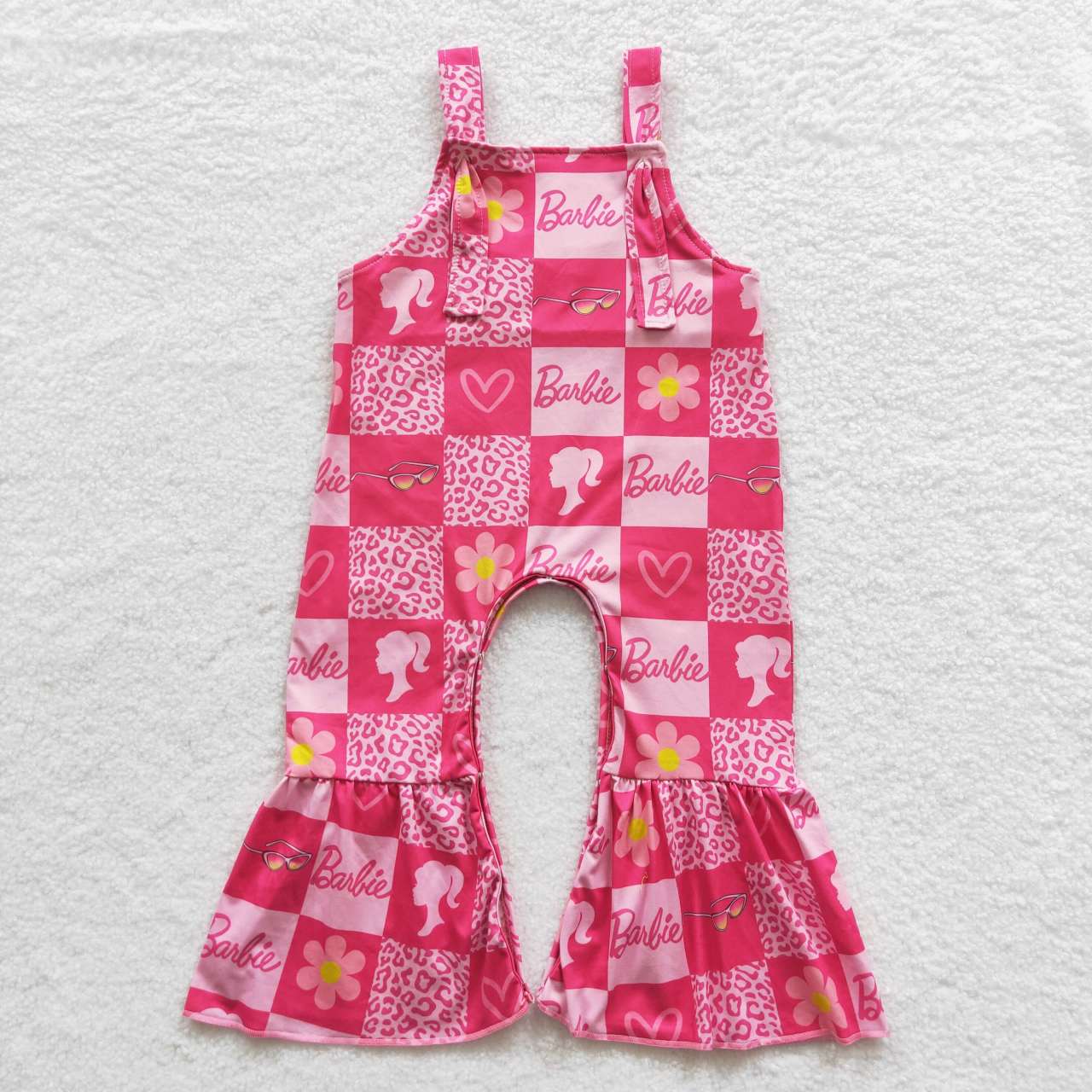 SR0382 BA Flowers Pink Cell Girls Kids Summer Jumpsuits