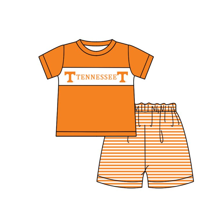 Custom Moq 3 Football Team Tennessee Orange Short Sleeve Shorts Boys Set
