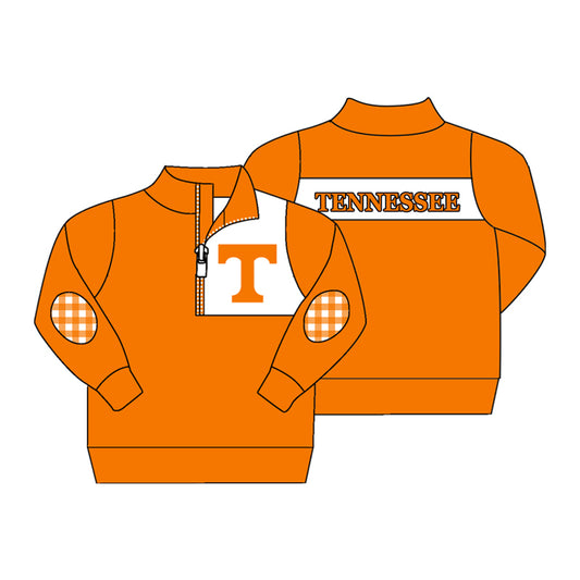 custom moq 3 TENNESSEE Orange Zipper Long Sleeve Boys Pullover