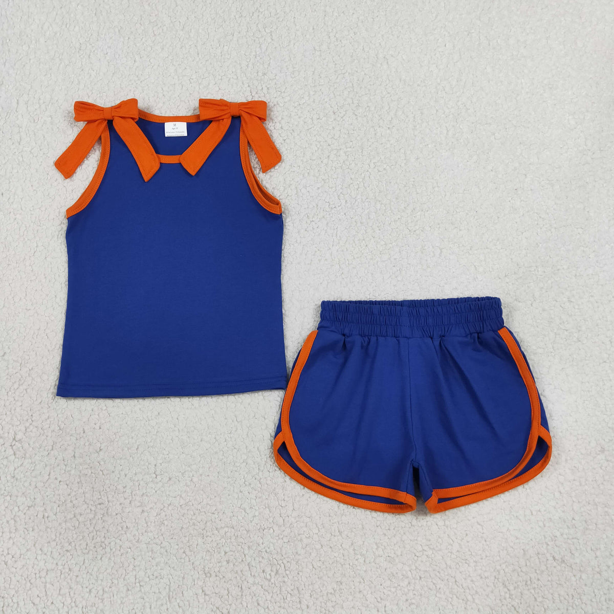 GSSO3857 Navy Blue Bows Sleeveless Shorts Girls Set