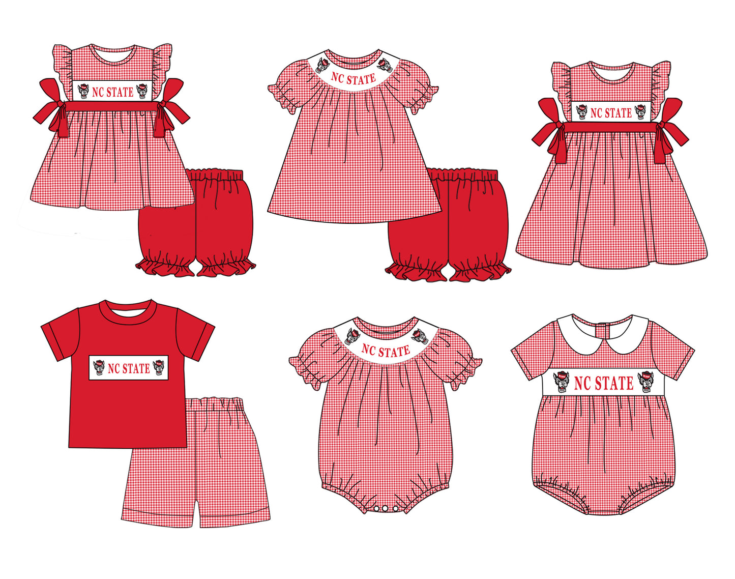 custom style football team wolf red checkered short sleeve girls romper 1