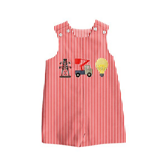 preorder SR1103 Lineman red striped sleeveless boys romper