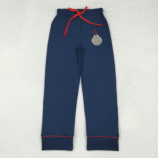 embroidery P0501 Christmas bell train navy blue adult pants