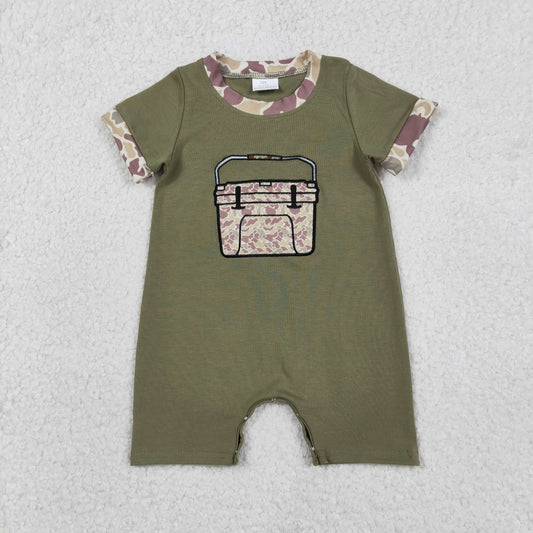 Embroidery SR3761 Fishing Box Camo Short Sleeve Boys Romper