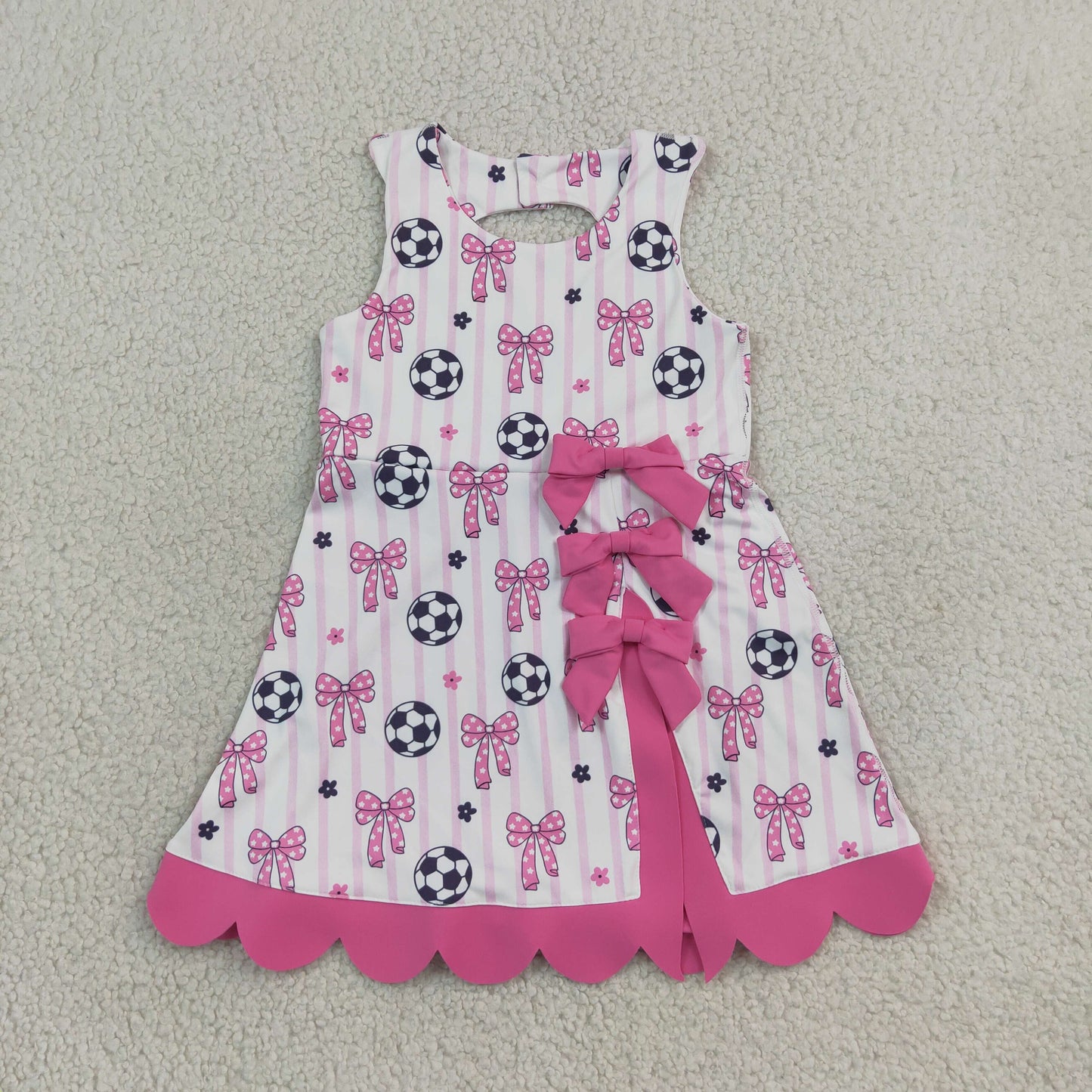 GSD4100 Yoga Soccer Pink Bows Sleeveless Skorts Girls Dress