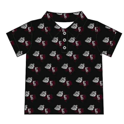 custom moq 3 football item bulldog black short sleeve boys top
