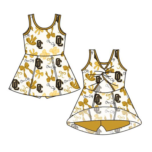 Custom Moq 3 ore city Bows Yoga Skorts Girls Dress