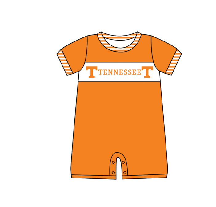 Custom Moq 3 Football Team Tennessee Orange Short Sleeve Boys Romper