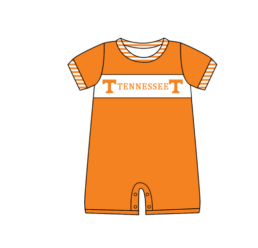 Custom Moq 3 Football Team Tennessee Orange Short Sleeve Boys Romper
