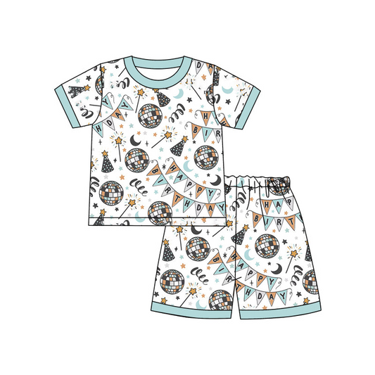 custom S 8.22 Happy birthday short sleeve shorts boys set