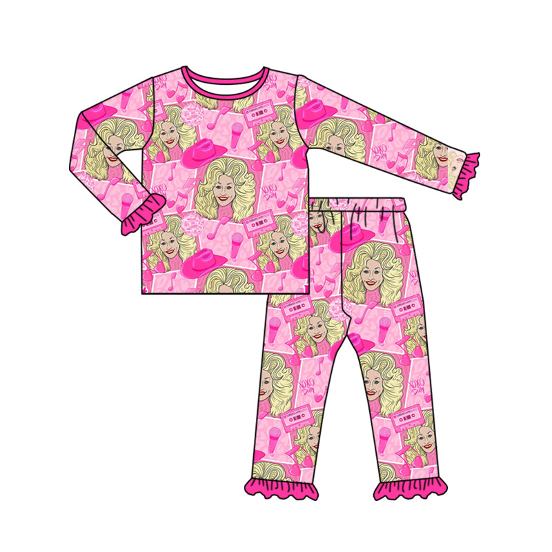 custom S 8.15 Pink long sleeve pants girls set