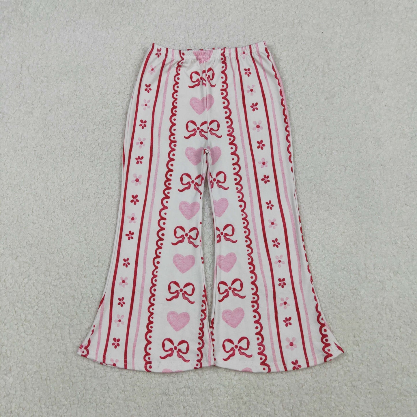 P0894 Valentine's  Day heart bows pink girls pants