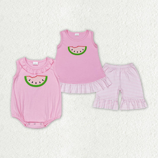 embroidery watermelon RTS sibling clothes