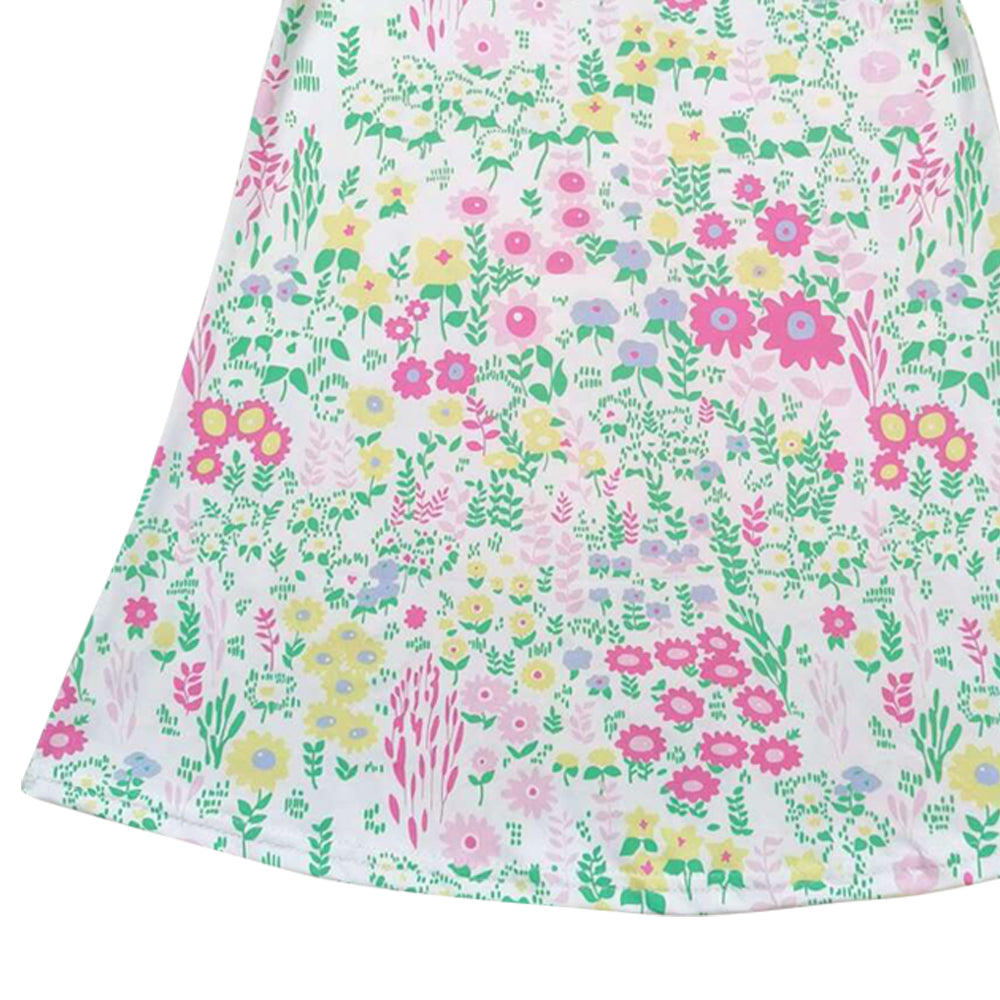 GSD0823 Colorful Flowers Short Sleeve Girls Summer Dress