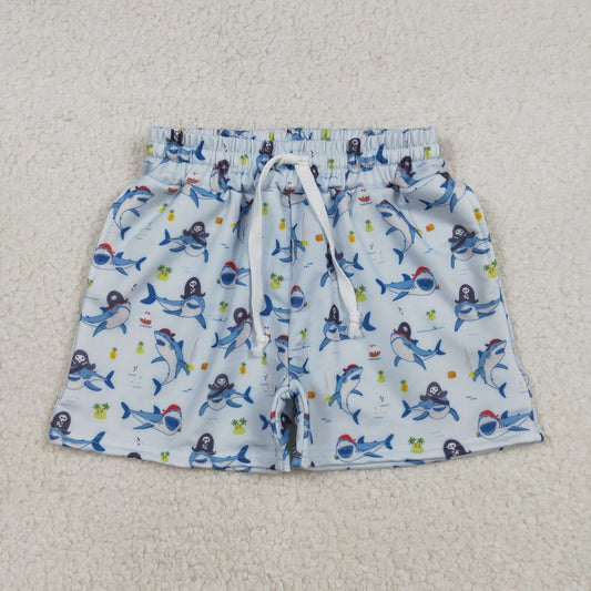 S0586 shark blue boys swimming trunk