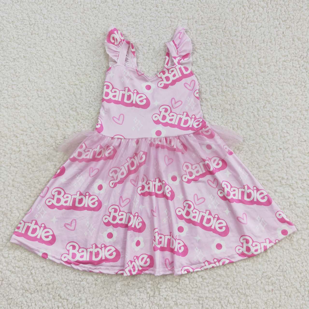 GSD0463 BA pink flutter sleeve girls tutu dress