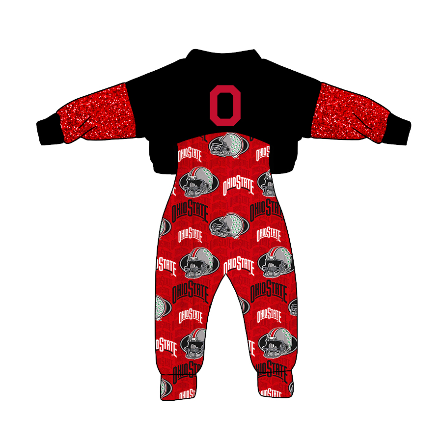 custom ohio statered black long sleeve jumpsuits girls set