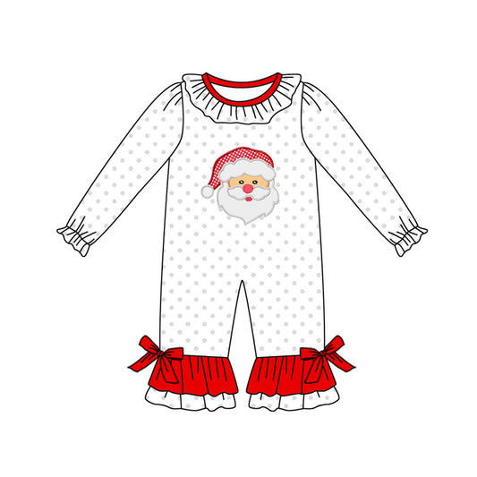 Preorder LR1134 Christmas Santa dot long sleeve girls romper