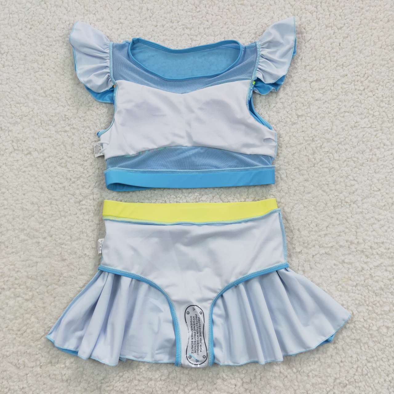 S0148 Princess Flutter Sleeve Blue Cartoon Bathing Suits Swimsuits