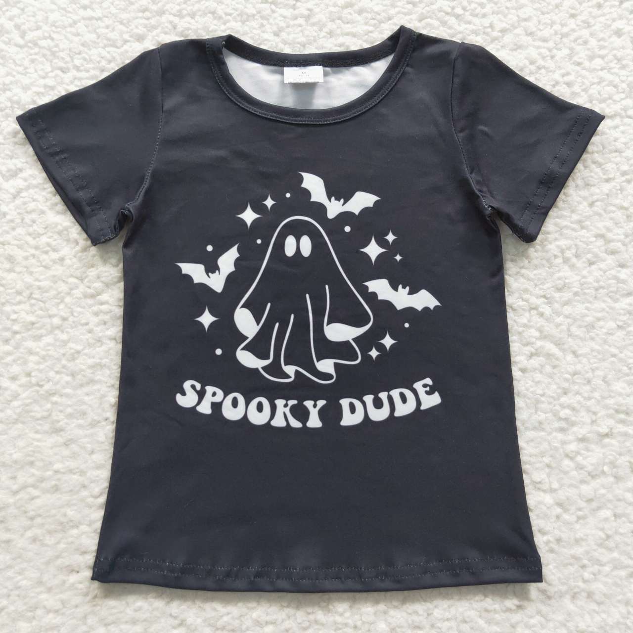 BT0247 Halloween Spooky Dude Ghost Black Short Sleeves Boys Top T-shirt