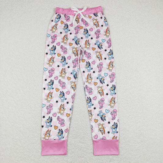 P0393 Valentine's Day Cartoon Dog Heart Pink Adult Pants