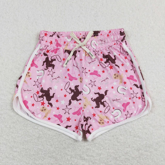 SS0130 Western horse pink adult shorts